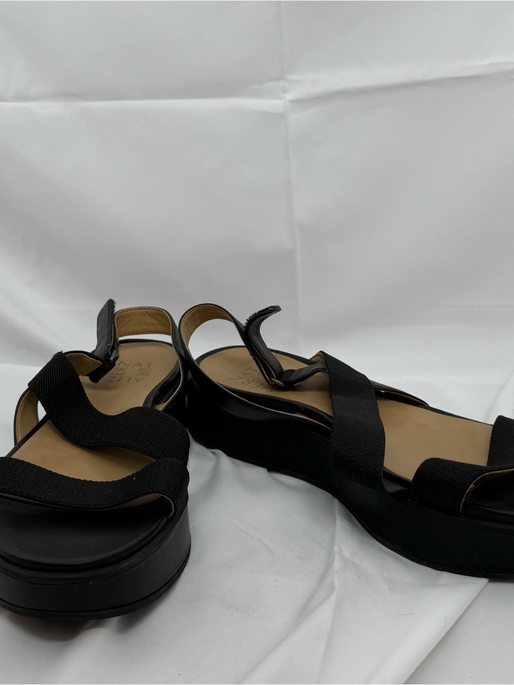 Naturalizer Black Platform Sandals with Elastic Straps